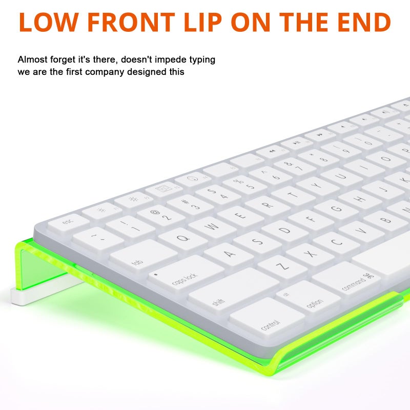 Richboom Epoptic Green Acrylic Tilted Computer Keyboard Holder for Easy Ergonomic Typing, Keyboard Stand for Office, Home, School, Fluorescent Green - Image 5